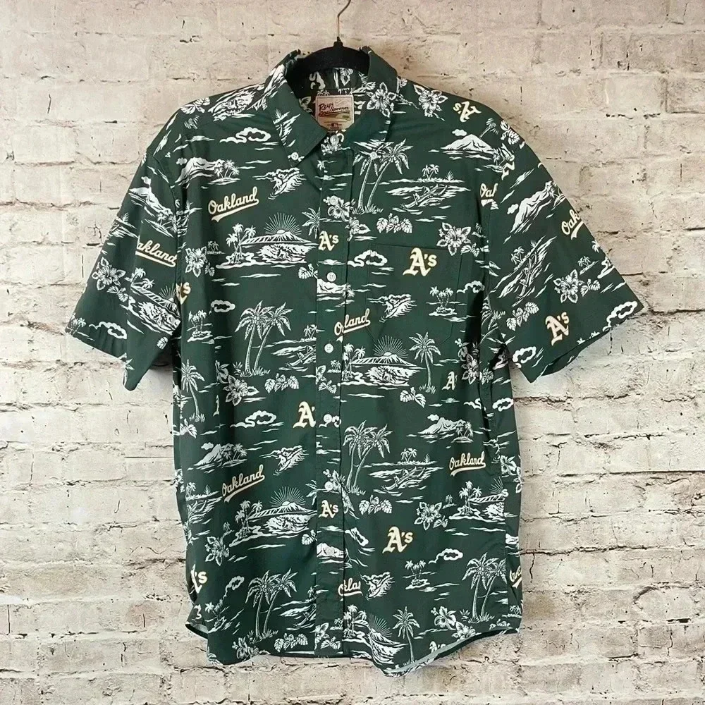 Reyn Spooner Men's M Oakland Athletics A's Kekai Performance Button Front Shirt